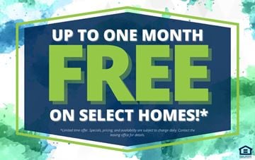 Midland apartment for rent - A promotional image advertising a free offer on select homes for up to one month.