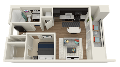 Floor plan for studio, 1 bath, 544 sqft