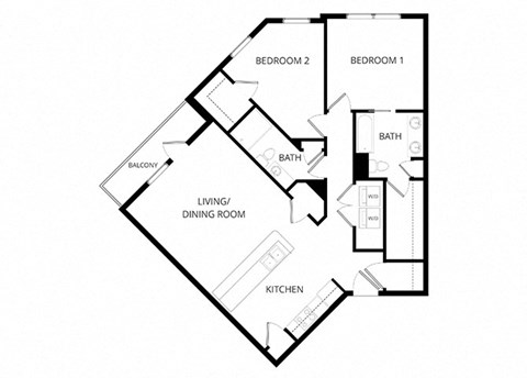 Floor plan for 2 beds, 2 baths, 1204 sqft