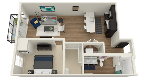 Floor plan for 1 bed, 1 bath, 817 sqft