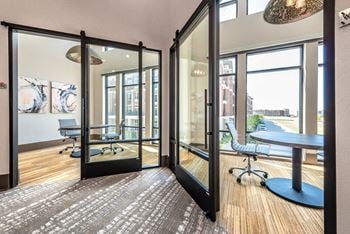 Tech lounge with private work pods
