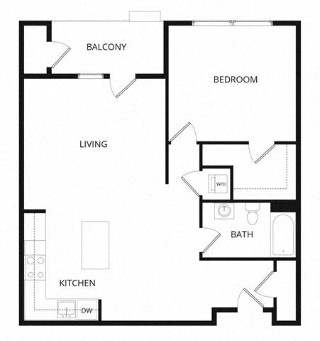 Floor plan for 1 bed, 1 bath, 915 sqft