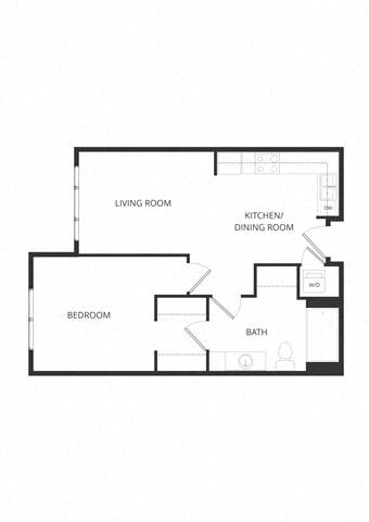 Floor plan for 1 bed, 1 bath, 639 sqft