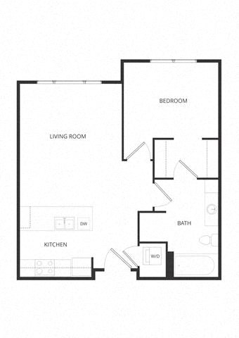 Floor plan for 1 bed, 1 bath, 639 sqft