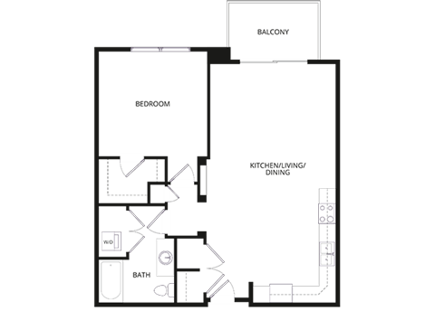 Floor plan for 1 bed, 1 bath, 819 sqft