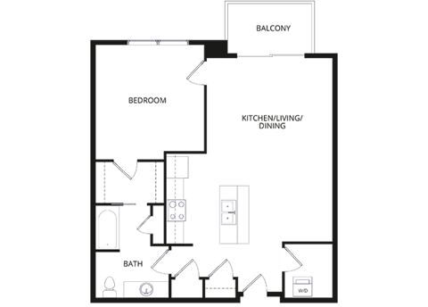 Floor plan for 1 bed, 1 bath, 819 sqft