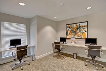 The interior of the leasing office