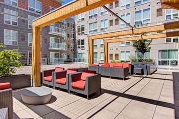 7West outdoor resident lounge area with seating