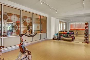 7West yoga & cycle studio with kettlebells and medicine balls