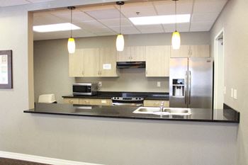 Full size resident kitchen in clubhouse