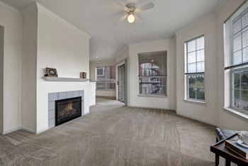 Camelback pointe living room fireplace & big windows