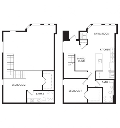 Floor plan for 2 beds, 2 baths, 1393 sqft