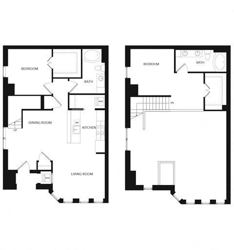 Floor plan for 2 beds, 2 baths, 1378 sqft