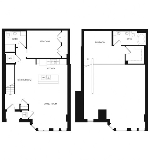 Floor plan for 2 beds, 2 baths, 1329 sqft