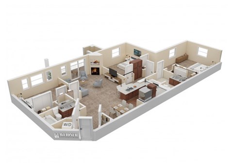 Floor plan for 3 beds, 2 baths, 1482 sqft