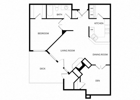 Floor plan for 2 beds, 1 bath, 900 sqft
