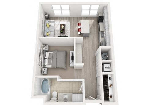 Floor plan for studio, 1 bath, 701 sqft