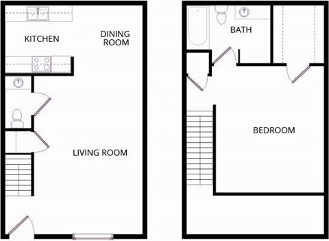 Floor plan for 1 bed, 1 bath, 832 sqft