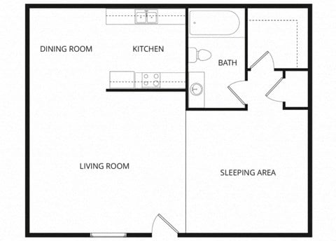 Floor plan for studio, 1 bath, 564 sqft
