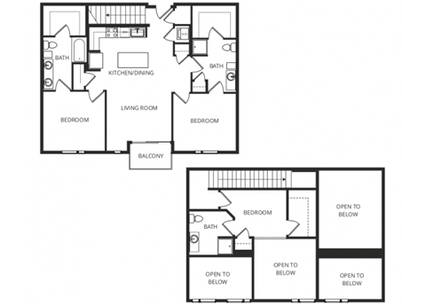 Floor plan for 2 beds, 3 baths, 1558 sqft