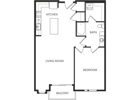 Floor plan for 1 bed, 1 bath, 906 sqft