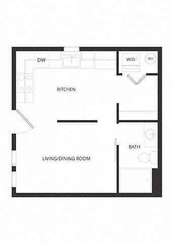 Floor plan for studio, 1 bath, 324 sqft