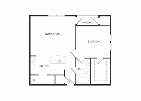 Floor plan for 1 bed, 1 bath, 754 sqft