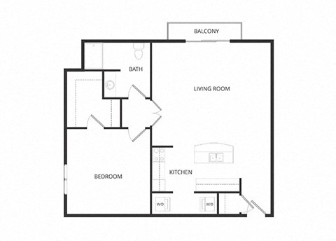 Floor plan for 1 bed, 1 bath, 826 sqft