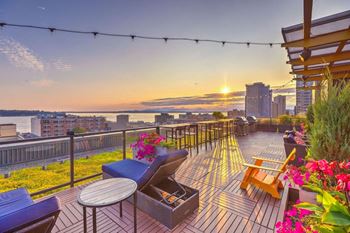 Roof top terrace with sweeping city & puget sound views