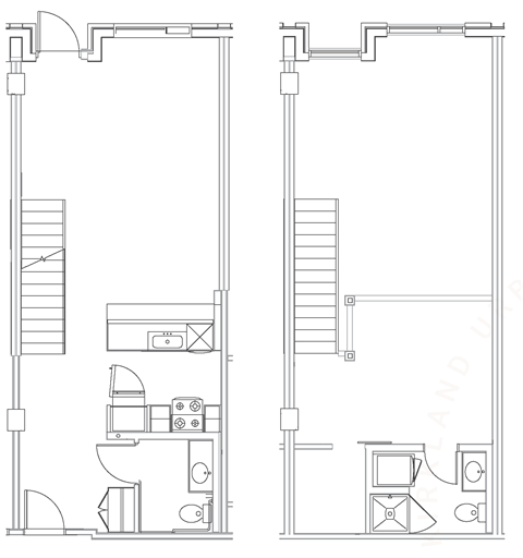 Floor plan for 1 bed, 1.5 baths, 1016 sqft