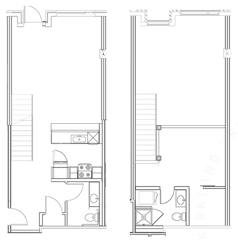 Floor plan for 1 bed, 1.5 baths, 1011 sqft