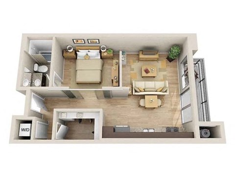Floor plan for studio, 1 bath, 632 sqft