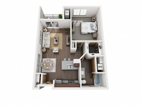 Floor plan for 1 bed, 1 bath, 794 sqft