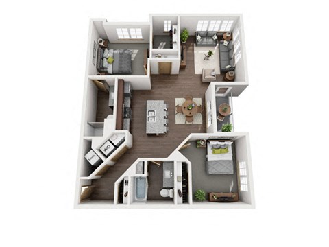 Floor plan for 2 beds, 2 baths, 1182 sqft