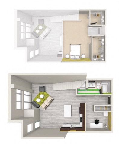 Floor plan for 2 beds, 1 bath, 1258 sqft