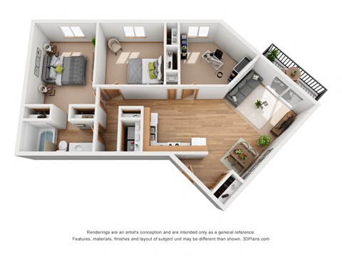 Floor plan for 3 beds, 1 bath, 1070 sqft