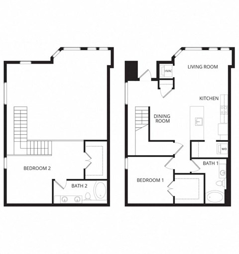 Floor plan for 2 beds, 2 baths, 1393 sqft