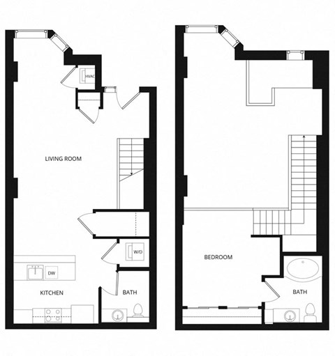 Floor plan for 1 bed, 1 bath, 1013 sqft