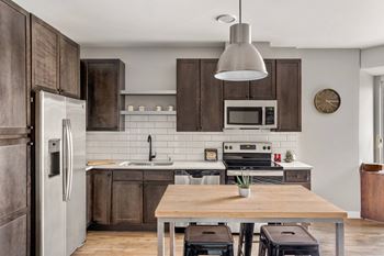 Large subway tile backsplash