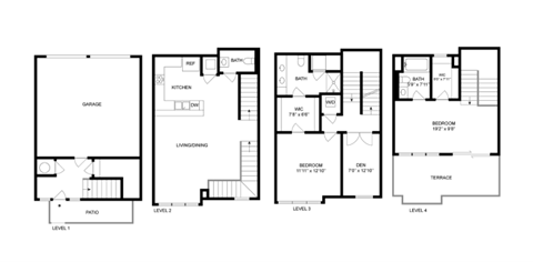 Floor plan for 2 beds, 2.5 baths, 1935 sqft