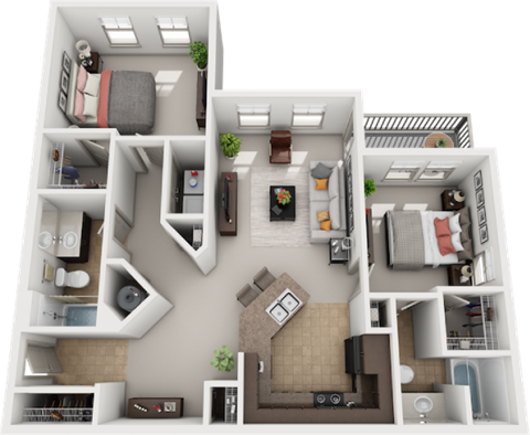Floor plan for 2 beds, 2 baths, 1148 sqft