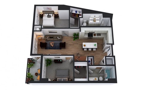 Floor plan for 2 beds, 2 baths, 1116 sqft