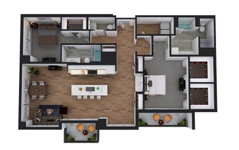 Floor plan for 2 beds, 2.5 baths, 1815 sqft