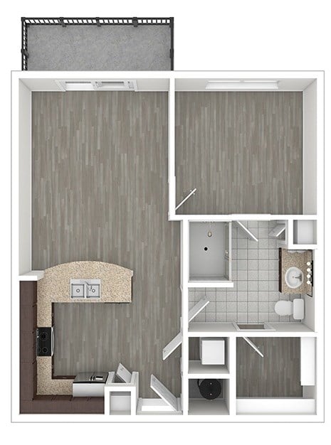 Floor plan for 1 bed, 1 bath, 662 sqft