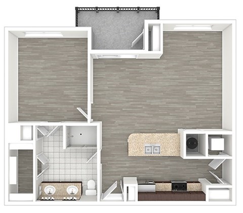 Floor plan for 1 bed, 1 bath, 873 sqft