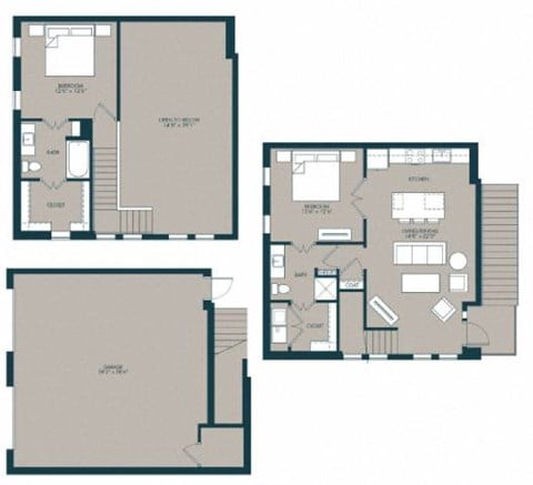 Floor plan for 2 beds, 2 baths, 1196 sqft