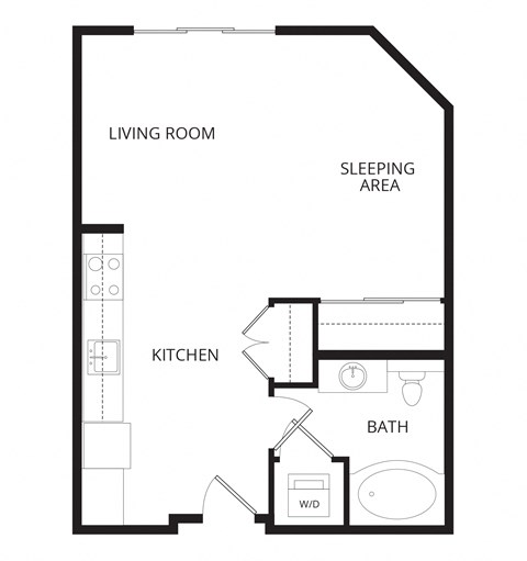Floor plan for studio, 1 bath, 556 sqft