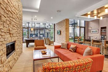 Residence at the cor common area with fireplace