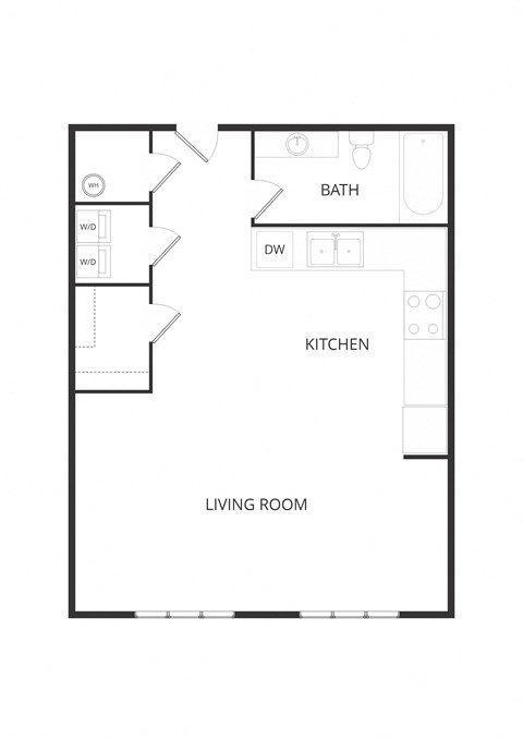 Floor plan for studio, 1 bath, 488 sqft