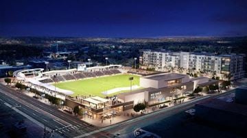Tulsa apartment for rent - a rendering of a soccer field on top of a building